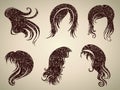 Big set of grunge vintage hair styling for woman