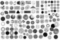 Big set of grungy abstract black shapes hand drawn textures. Lines, circles, triangles. Hand drawn elements for your Royalty Free Stock Photo