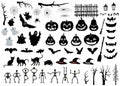 Big set of Halloween silhouettes, characters and elements.