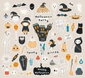 Set of Kawaii Halloween stickers Royalty Free Stock Photo