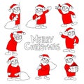 Big set of hand drawing santa clauses and text merry christmas Royalty Free Stock Photo