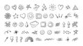 Big set of hand drawn cute doodles for kids. Decorative elements - flowers, stars and weather, hearts, smilies, arrows