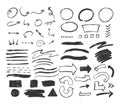 Big set of hand drawn different elements isolated on white. Circles, arrows, smears, squares Royalty Free Stock Photo