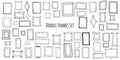 Big Set of hand drawn doodle frames, squares, vector borders design elements. Royalty Free Stock Photo