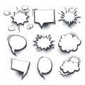 Big set hand drawn effects comic speech bubbles Royalty Free Stock Photo