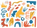 Big set of hand drawn various shapes and doodle objects. Abstract contemporary modern trendy vector illustration. Vector elements Royalty Free Stock Photo