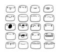 Big set hand drawn vector illustration in cartoon doodle style face expressive emotions people