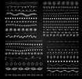 Big set of 44 hand drawn vintage design elements. VECTOR collection. White on black.