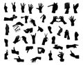 Big set hands isolated silhouettes vector Royalty Free Stock Photo