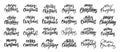 Big set of Handwritten brush lettering of Merry Christmas on white background Royalty Free Stock Photo