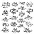 big set of handwritten inscription ink lettering to indian winter holiday design