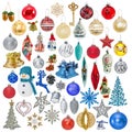 Big set of hanging christmas baubles Royalty Free Stock Photo