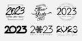 Big set 2023 Happy New Year silver and black logo text design