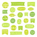 Big set of healthy food badges. Bio, organic, vegan fresh etc. Royalty Free Stock Photo