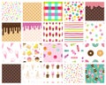 Big Set Ice Cream,candy Seamless Pattern,with With Colorful Cute Candy Sprinkles Long Border, Banner Seamless Pattern, Cartoon Sty