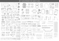 Big set of icons for Interior top view plans Royalty Free Stock Photo