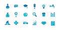 Big Set icons smart city. Vector blue icon. filled lines style. Royalty Free Stock Photo