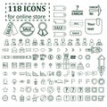 Big set of 118 icons for website online store