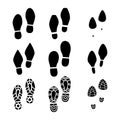 Big set of a imprint soles shoes on a white background Royalty Free Stock Photo