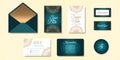 Big set of invitation cards with envelope. Vector template for wedding invitation with gold mandals. Luxury wedding invitation set Royalty Free Stock Photo