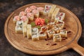 Big set of japanese food sushi maki rolls Royalty Free Stock Photo