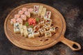 Big set of japanese food sushi maki rolls Royalty Free Stock Photo