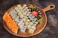 Big set of japanese food sushi maki rolls Royalty Free Stock Photo