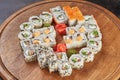Big set of japanese food sushi maki rolls Royalty Free Stock Photo