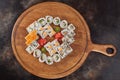 Big set of japanese food sushi maki rolls Royalty Free Stock Photo