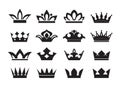 Big Set of  king crowns icon on black background. Vector Illustration Royalty Free Stock Photo