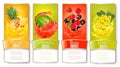 Big set of labels with fruit in juice splash.