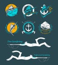 Big Set of Logos, Badges and Icons Spearfishing