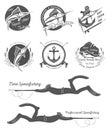 Big Set of Logos, Badges and Icons Spearfishing