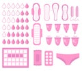 Big set for menstruation, feminine hygiene set.