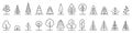 Big set of minimal trees linear icons - vector Royalty Free Stock Photo