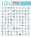 Big set of 100 modern icons in thin line style Royalty Free Stock Photo