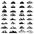 Big set of mountain icons isolated on white background. Design elements for logo, label, emblem, sign. Royalty Free Stock Photo