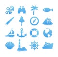 Big set of Nautical icons for Vacation and Travel Royalty Free Stock Photo