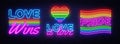 Big set neon sign. LGBT neon signs vector design template. Gay Pride neon logo, light banner design element colorful