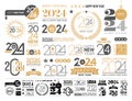 Big Set of 2024 number design template in Gold and Black Colors.