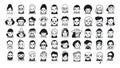 Big set of people avatars for social media, website. Doodle portraits fashionable girls and guys. Trendy hand drawn