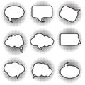 Big set picture blank template comic text speech chat bubble halftone dot background style pop art Royalty Free Stock Photo