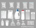 Big set of polypropylene plastic packaging Royalty Free Stock Photo