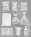 Big set of polypropylene plastic packaging -