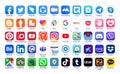 Big Set of popular social media Apps icons, such as: Facebook, Twitter, Ding Talk, ShareIt and others