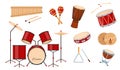 Big set of prcussion musical instruments icons isolated Royalty Free Stock Photo