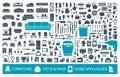 Big set of quality icons household items. Furniture, kitchenware, appliances. Home symbols Royalty Free Stock Photo