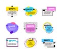 Big Set of Quote Box Frames for Texting and Messages. Colored Blank Templates for Text Info Design. Quotation Bubbles