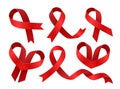 Big set of red ribbons. Royalty Free Stock Photo