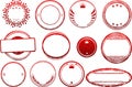 Big set of red templates for rubber stamps Royalty Free Stock Photo